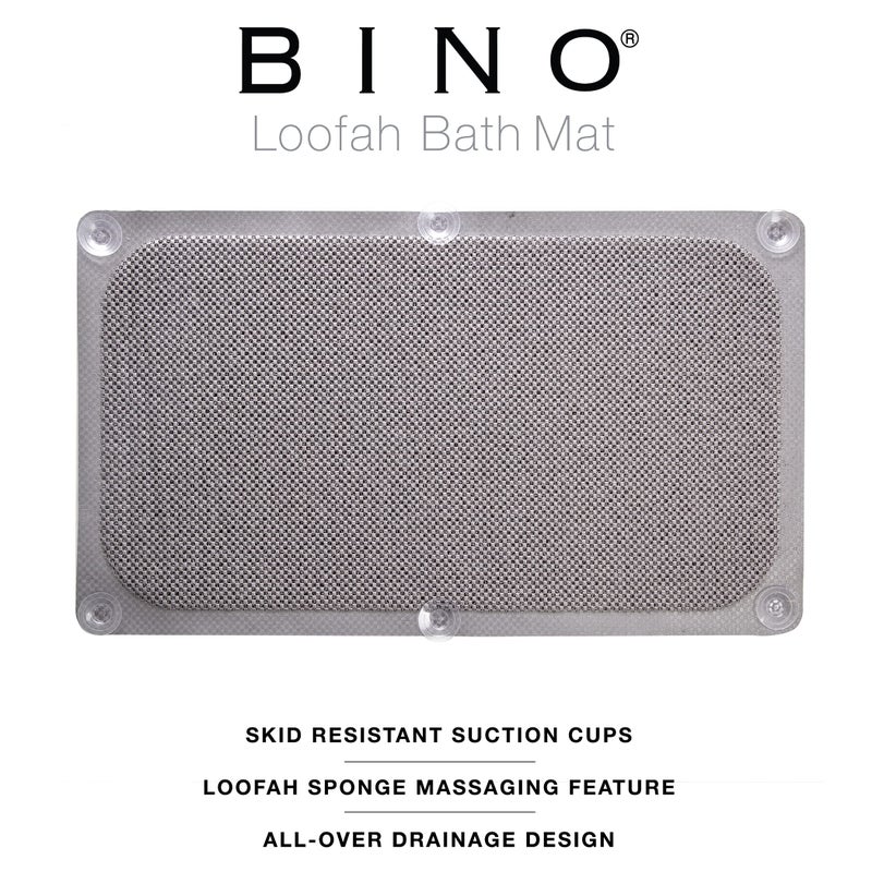 BINO | Loofah Non-Slip Bath Mat for Tub - Light Grey | Spa-Inspired Comfort, Quick-Drying, Secure Suction Cups | Exfoliating Shower Mat for a Luxurious and Safe Bathing Experience - Image 3
